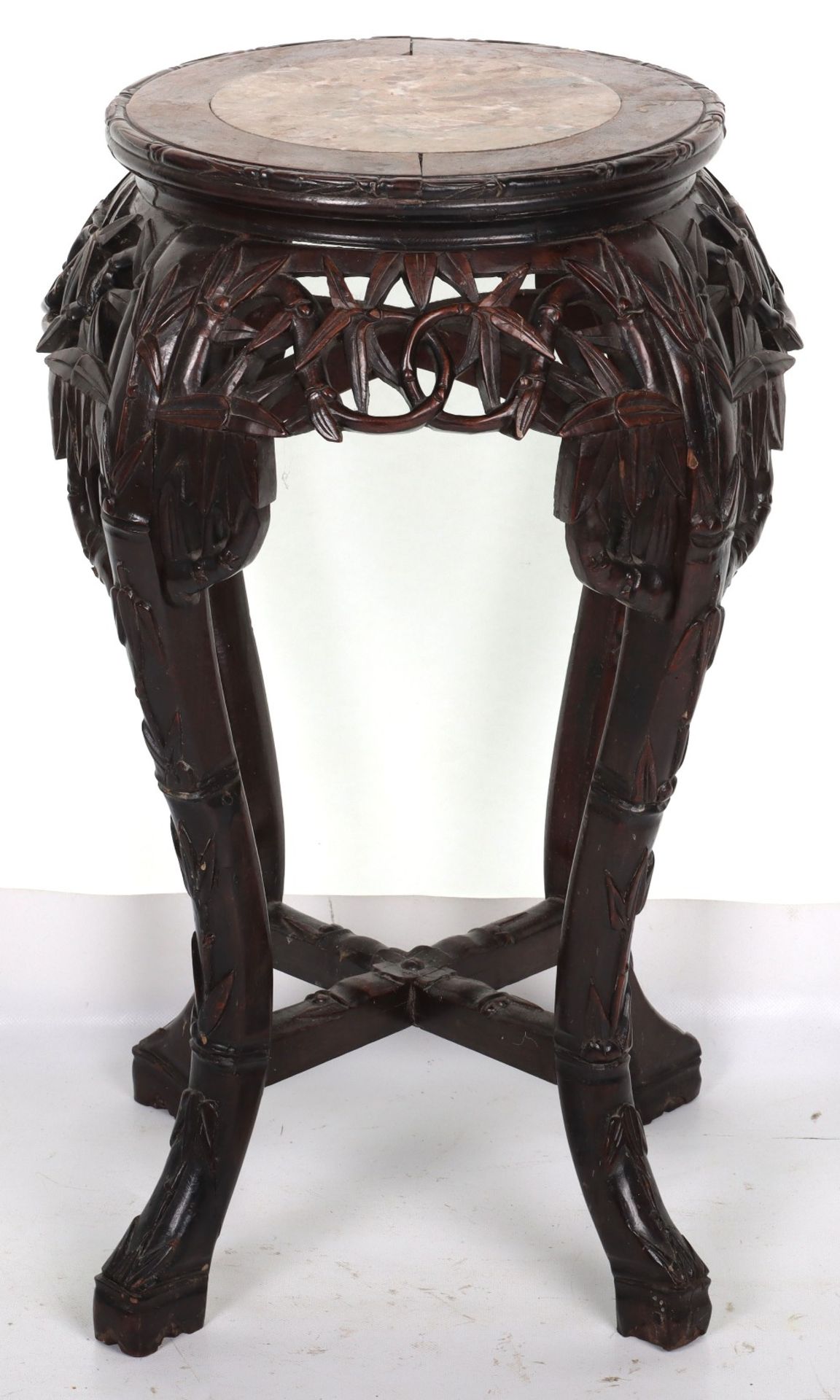 A Chinese Hongmu hardwood and marble side table