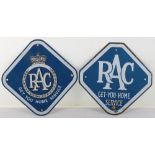 Two RAC Get Your Home Service enamel signs