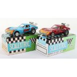 Two Spanish Scalextric Vintage Chevrolet Corvette “Dragsters” Slot Cars