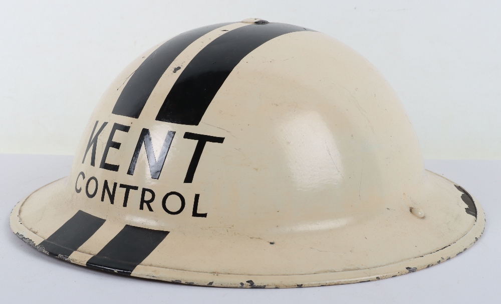 Senior Rank WW2 British Home Front Kent Control Steel Helmet - Image 4 of 8