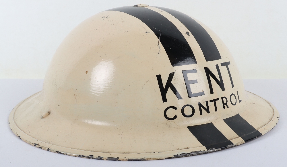 Senior Rank WW2 British Home Front Kent Control Steel Helmet - Image 3 of 8