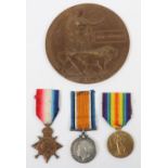 WW1 1917 Killed in Action 1914-15 Star Medal Trio and Plaque Group Durham Light Infantry