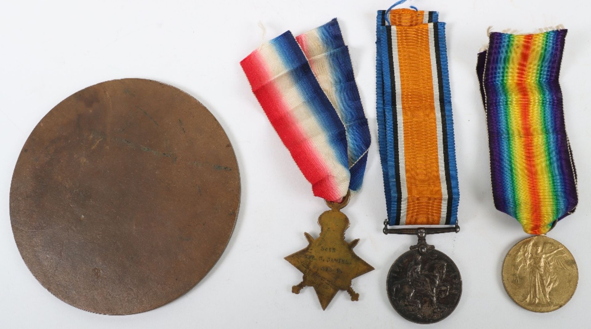 Great War Casualty Medal Trio and Memorial Plaque to a Private Who Was Missing Presumed Killed in Ac - Bild 3 aus 9