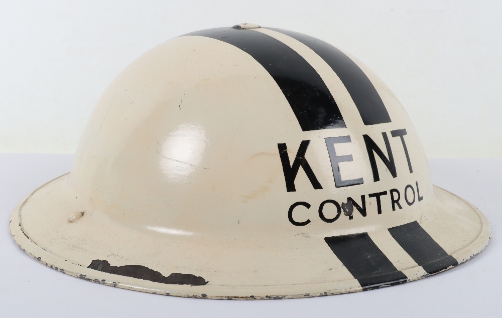 Senior Rank WW2 British Home Front Kent Control Steel Helmet - Image 5 of 8