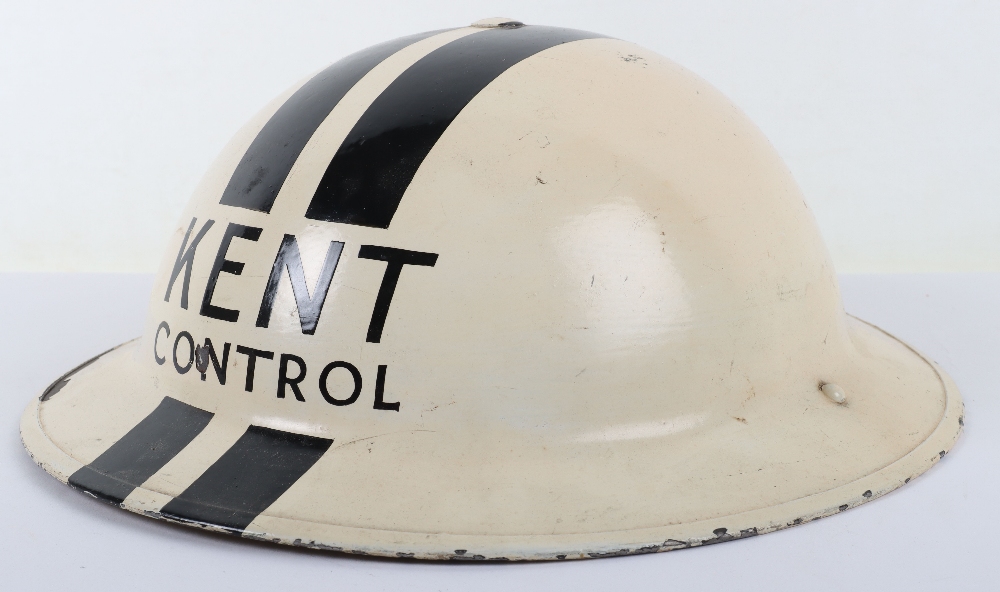 Senior Rank WW2 British Home Front Kent Control Steel Helmet - Image 7 of 8