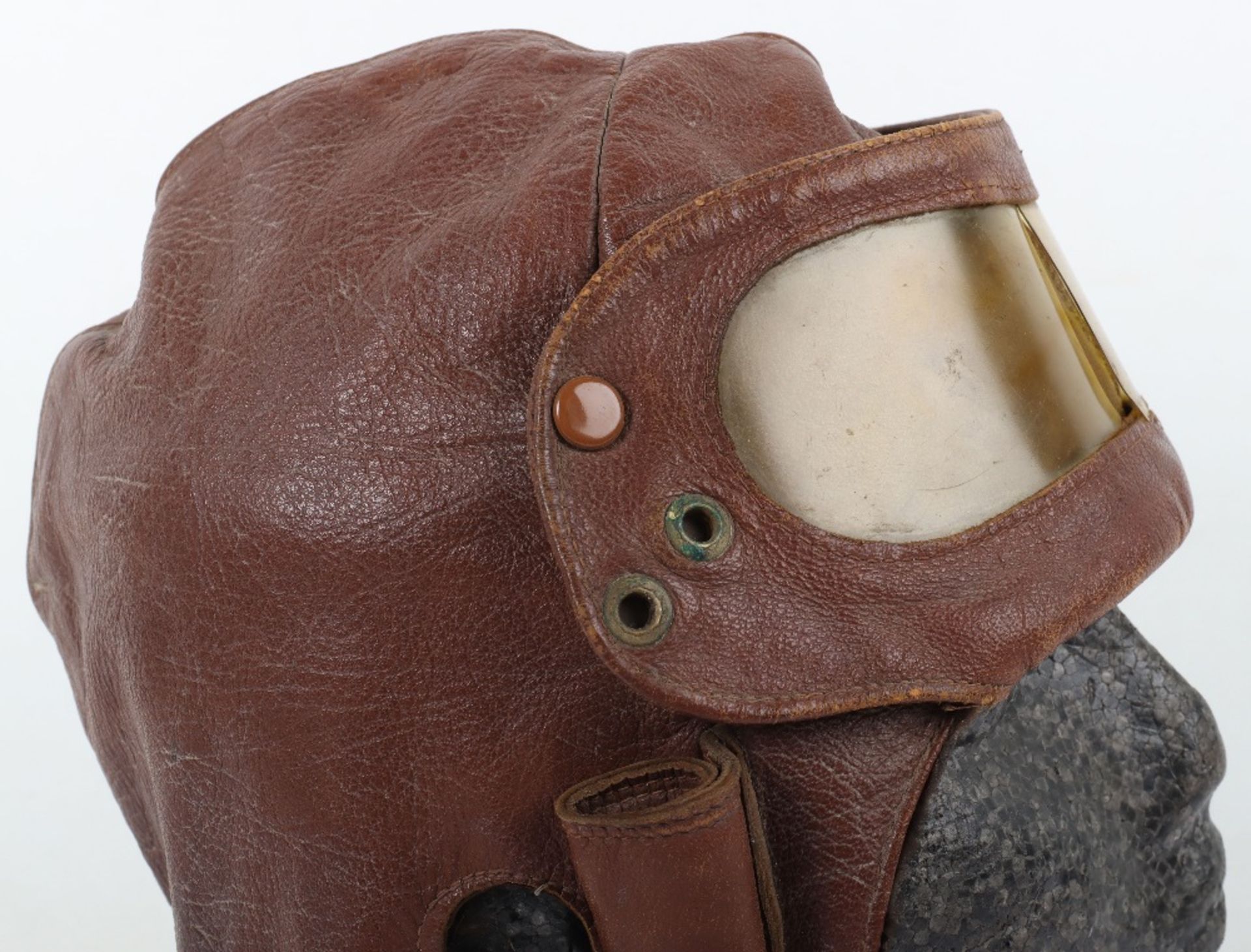 One Piece Leather Flying Helmet & Goggles Combination - Image 6 of 10