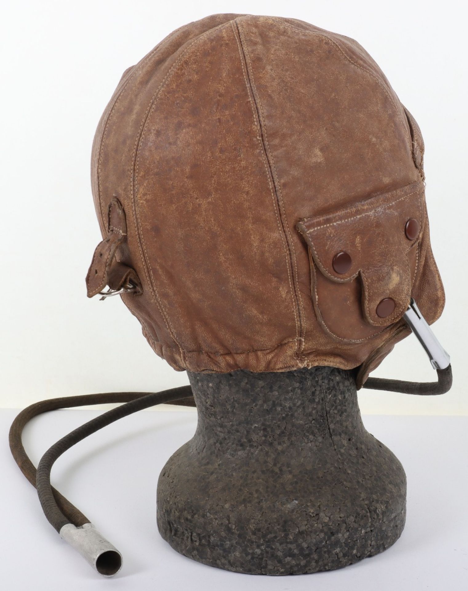 British Lewis Pattern Leather Flying Helmet with Gosport Tubes - Bild 5 aus 9