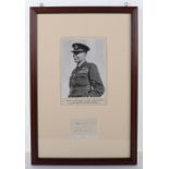 Framed Photograph and Signature of Air Marshall Lord Trenchard