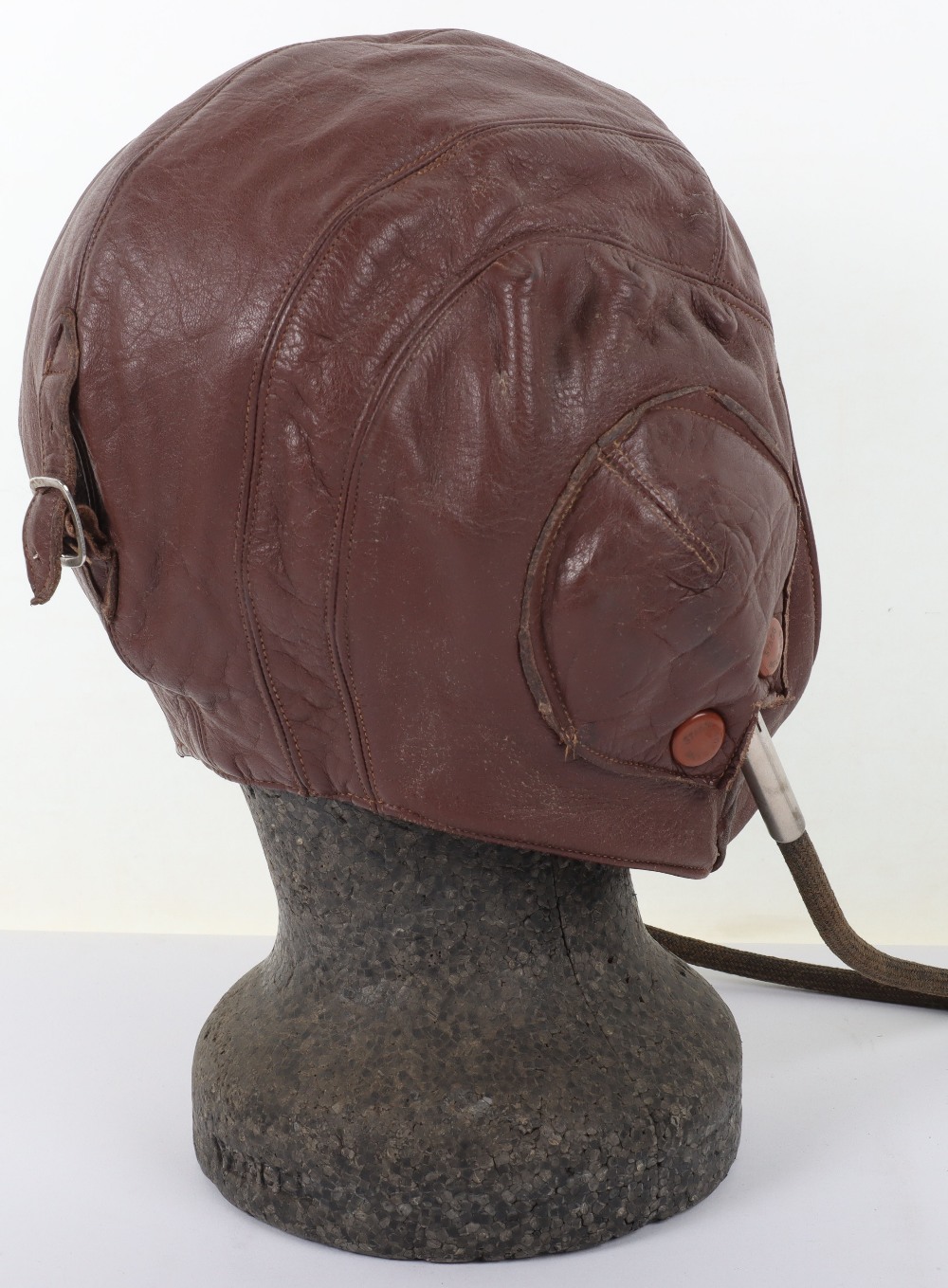 Early Lewis Style Leather Flight Helmet with Gosport Tubes - Bild 5 aus 10