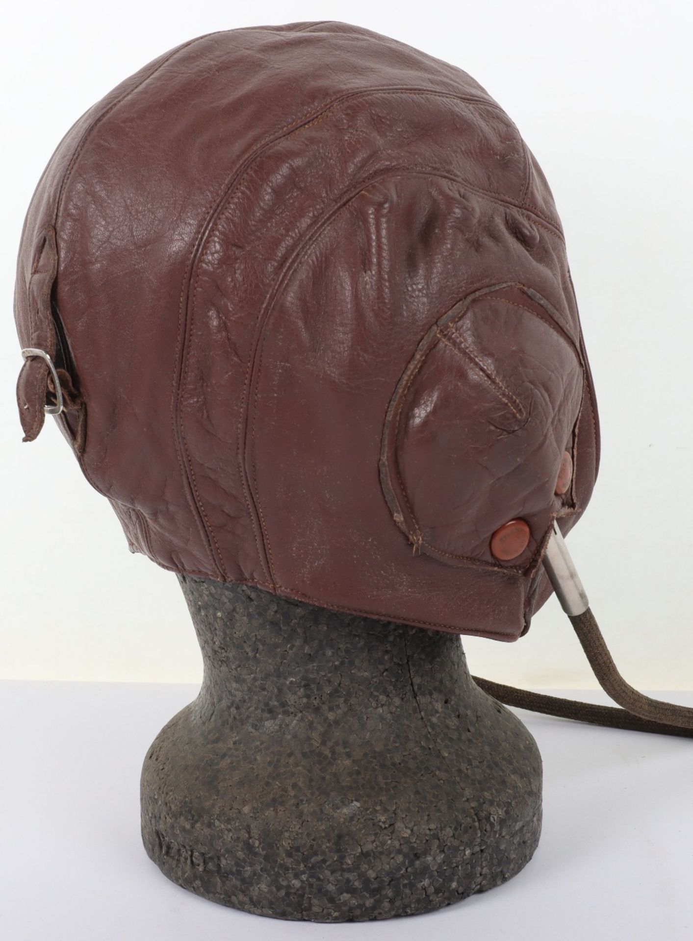 Early Lewis Style Leather Flight Helmet with Gosport Tubes - Image 5 of 10