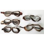 Five Pairs of Aviators Flying Goggles