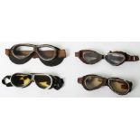 Four Pairs of Aviators Flying Goggles