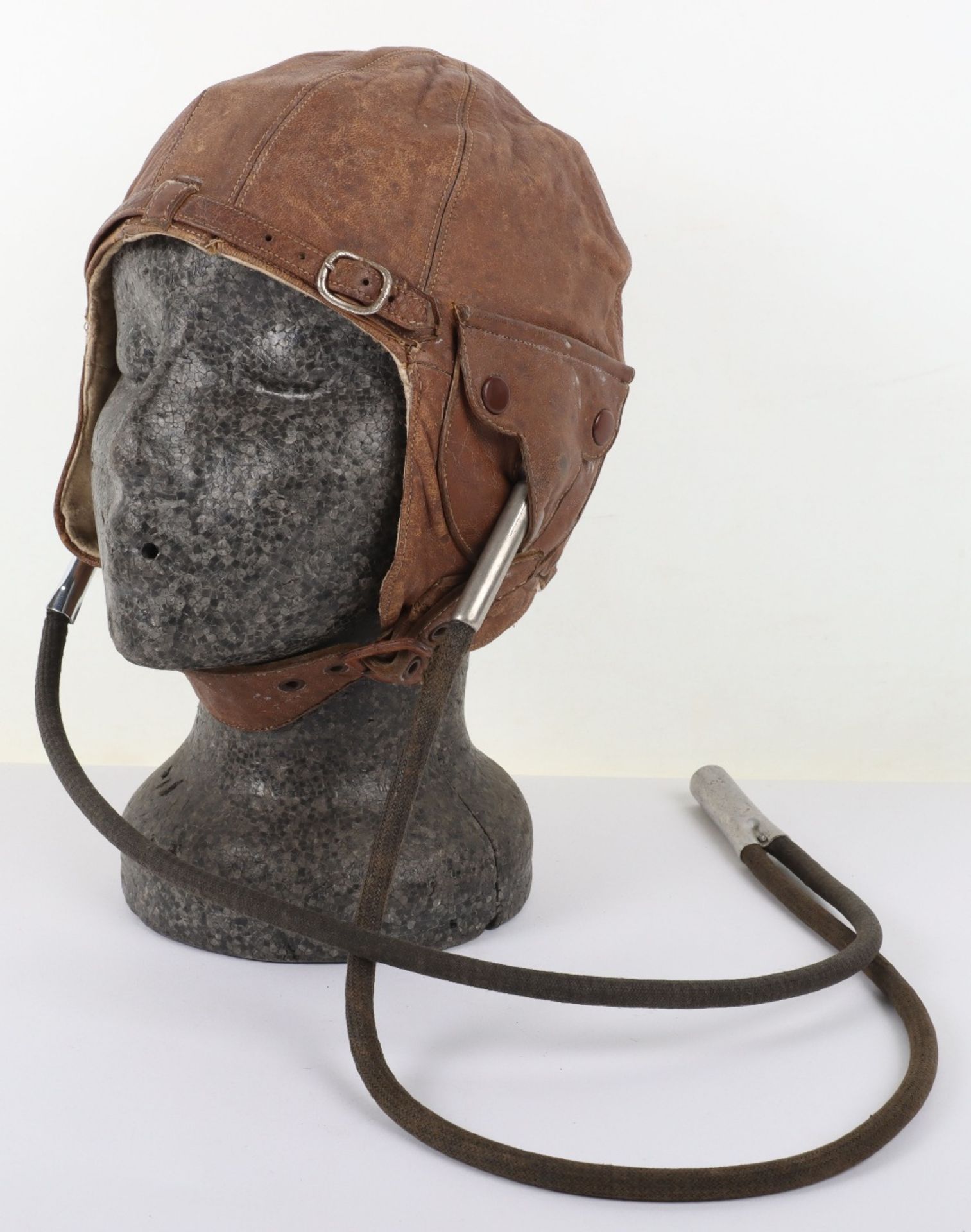 British Lewis Pattern Leather Flying Helmet with Gosport Tubes - Bild 2 aus 9