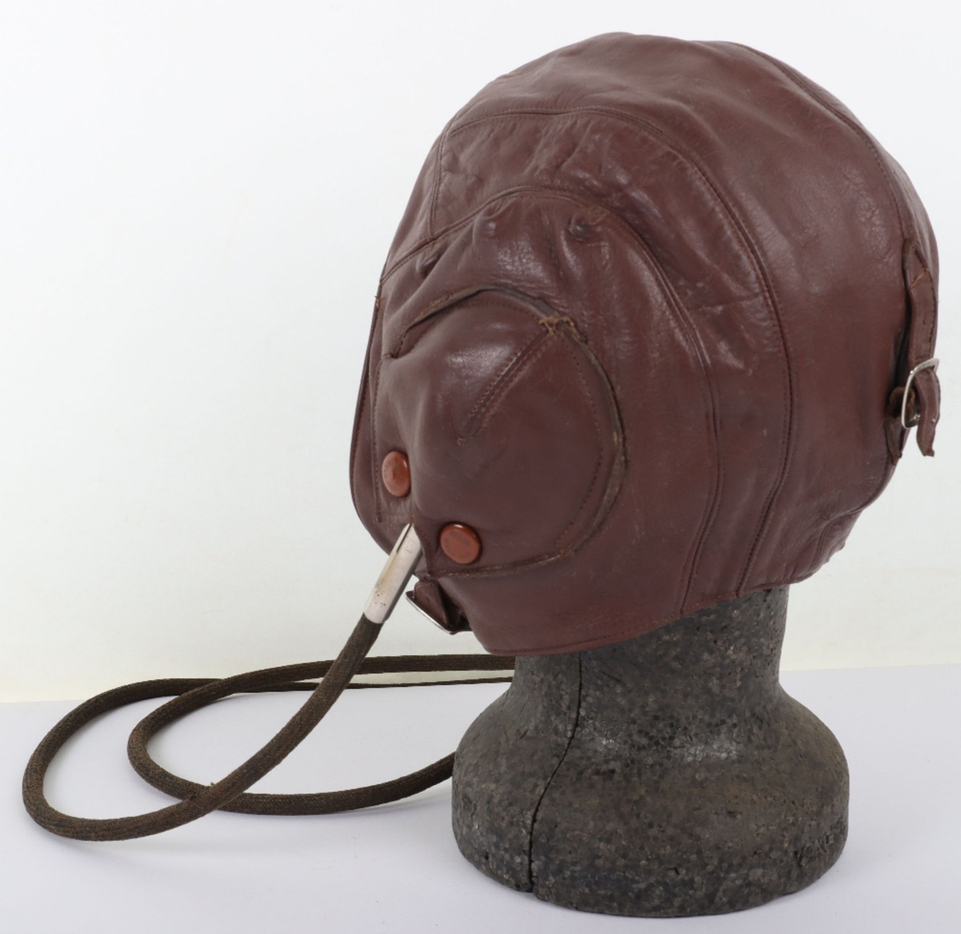 Early Lewis Style Leather Flight Helmet with Gosport Tubes - Image 3 of 10