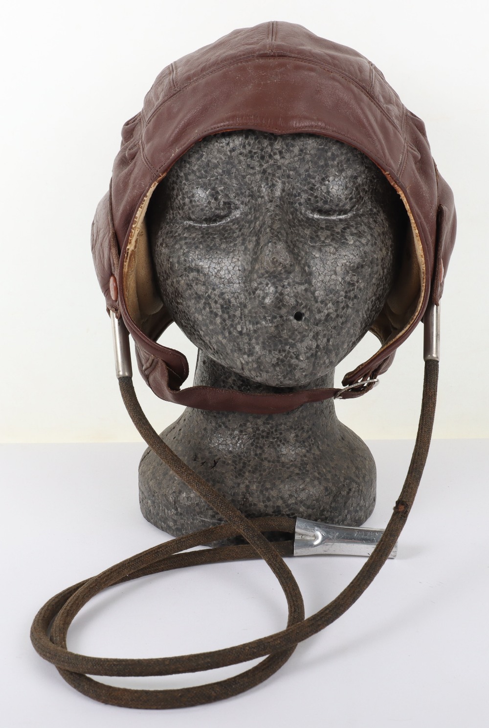 Early Lewis Style Leather Flight Helmet with Gosport Tubes - Bild 8 aus 10