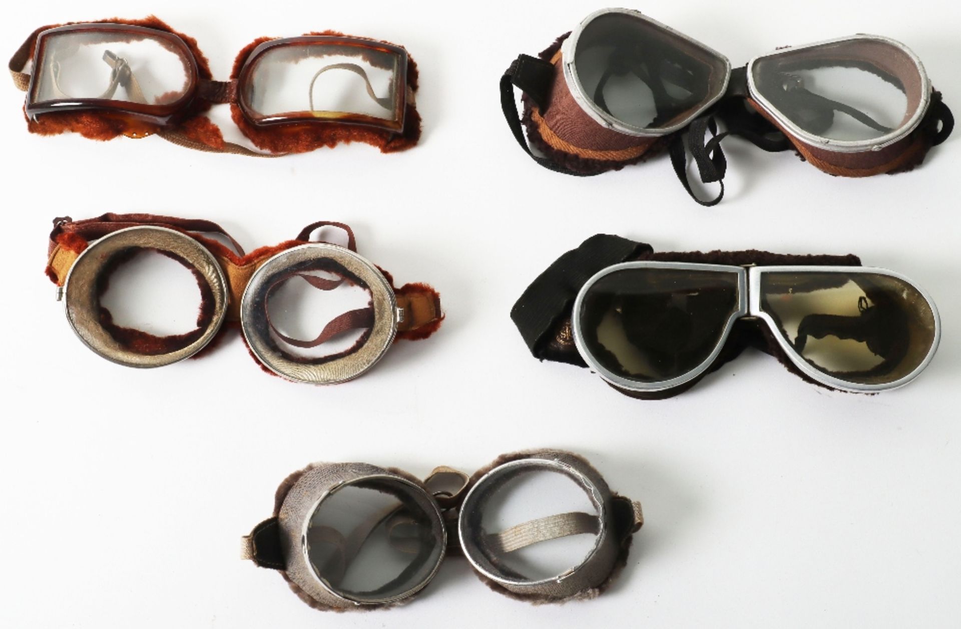 Five Pairs of Aviators Flying Goggles