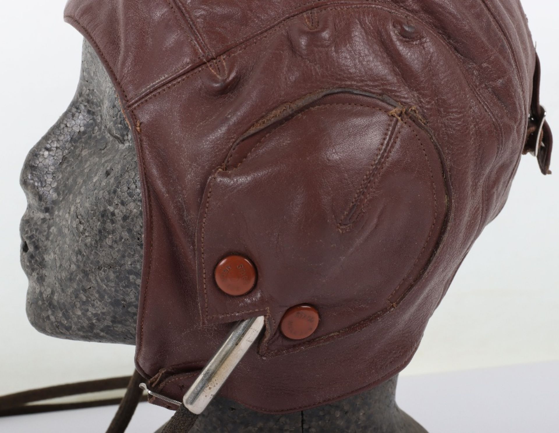 Early Lewis Style Leather Flight Helmet with Gosport Tubes - Image 4 of 10