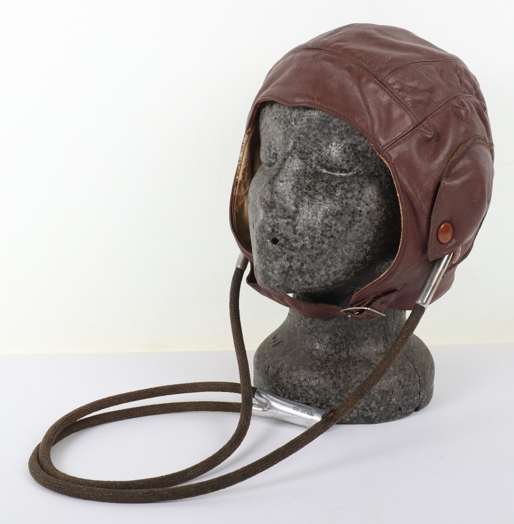 Early Lewis Style Leather Flight Helmet with Gosport Tubes - Bild 2 aus 10