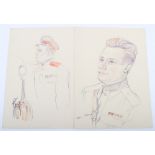 Athene Andrade (1908-1973) Two Painted Sketches of Soviet Russian Officers