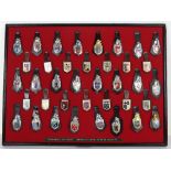 Collection of Obsolete French Gendarmerie & CRS Police Nationale Enamel Badges on Leather Fobs