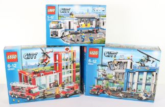 Three Lego City boxed sets 60044, 60047 and 60004