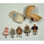 Six all original miniature Carl Horn all-bisque dolls, German circa 1910/20s,