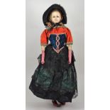 Wax over composition ‘Mad Alice’ shoulder head doll, English circa 1840,