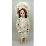 Tete Jumeau bisque head Bebe doll, French circa 1890,