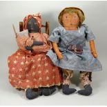 Two large American cloth folk dolls, 1920s,