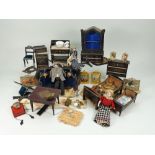 Waltershausen Dolls House furniture, gold painted soft metal miniatures and more, circa 1890,