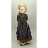 Large ‘Pumpkin’ wax over composition shoulder head doll, German circa 1860s