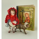 Miniature all bisque ‘Little Red Riding Hood’ doll, German circa 1915,