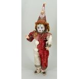 Rare bisque head clown doll, French circa 1900,