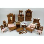 Collection of Schneegas wooden Dolls Houses furniture, German circa 1890,