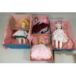 Four boxed hard plastic Madame Alexander dolls, late 1980s early 1990s,