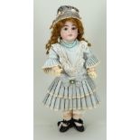 French bisque head doll incised B, circa 1900,