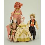 Four German Christmas Cracker dolls,