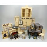 Collection of large scale Dolls House Kitchen furniture and Kitchenalia, circa 1890,