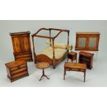 Suite of Tarbena 1/12th scale Regency style painted wooden Dolls House furniture,