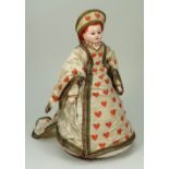 Rare ‘Queen of Hearts’ bon-bonier wax doll, French 1880s,