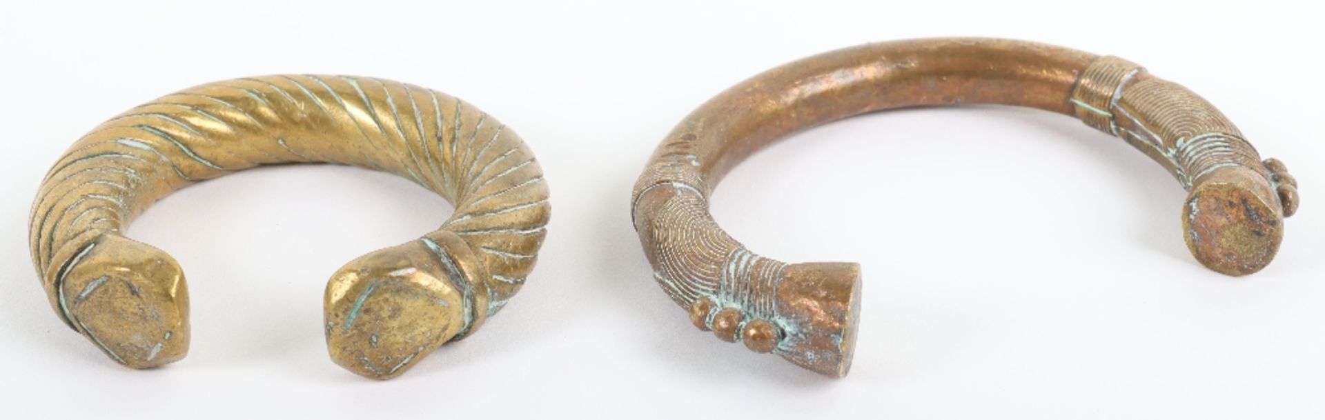 Four 18th century brass and bronze African bangles - Image 4 of 4