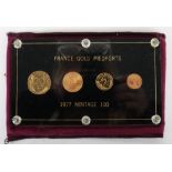 A very rare 1977 France set of gold proof Piedforts Centimes