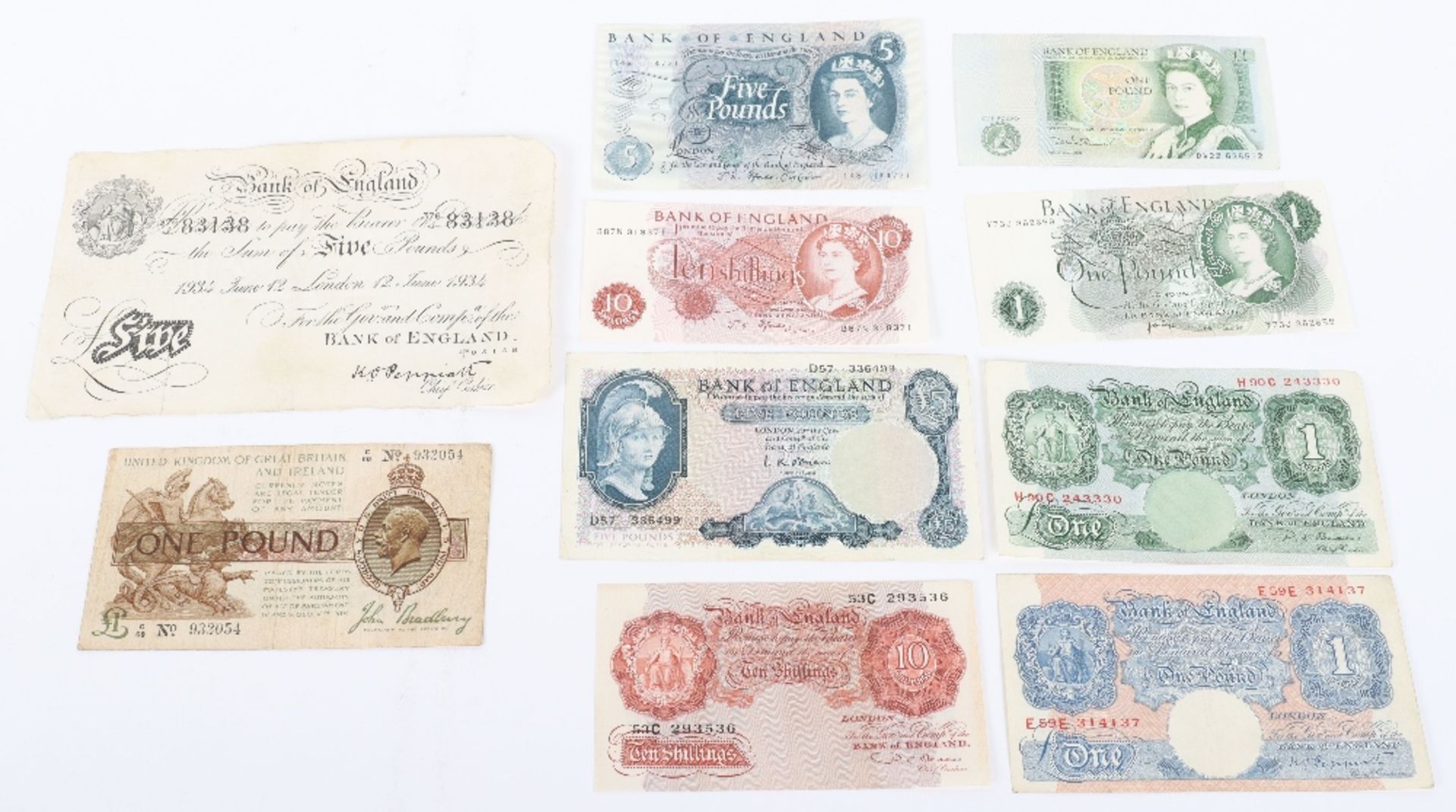 Good selection of GB banknotes, including ‘White Fiver’ 12th June 1934, 1917 One Pound - Image 2 of 3