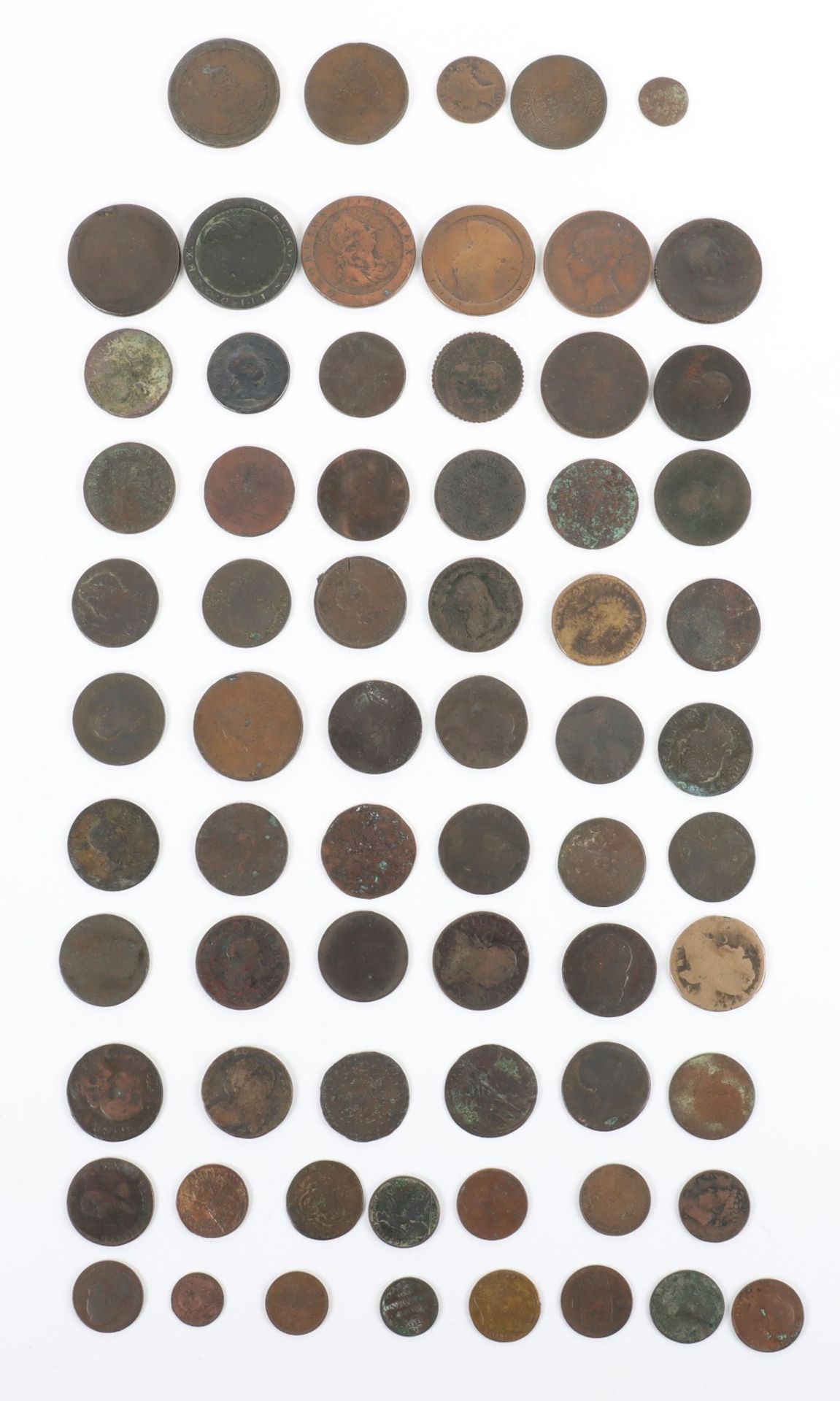 Selection of GB 17th, 18th and 19th century copper coins