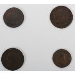 George I (1714-1727), 1718, 1720, and 1723 Halfpenny and a 1721 Farthing