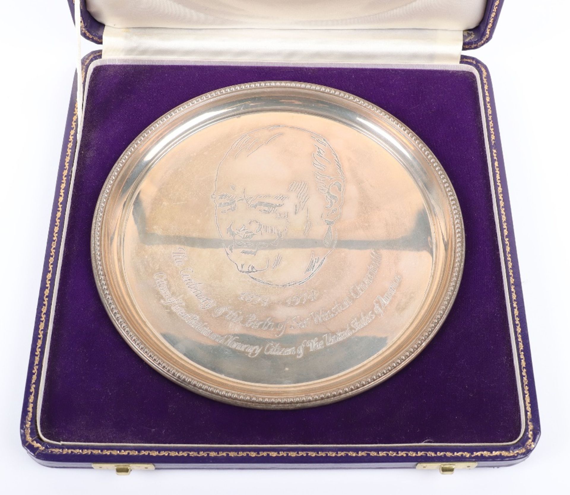 A Churchill Centenary of his birth silver plate - Image 2 of 5