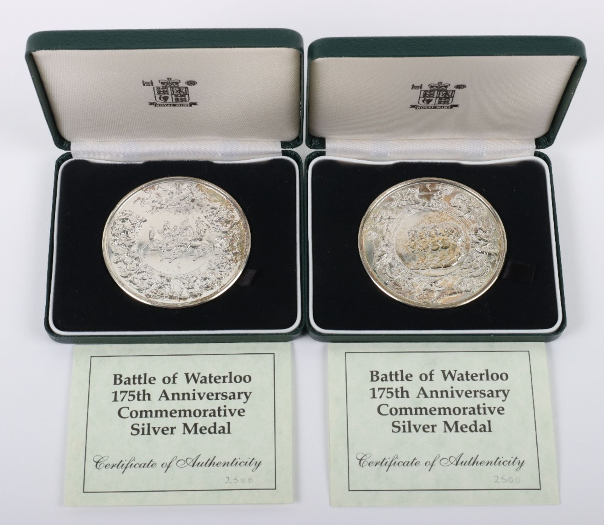 Two Battle of Waterloo 1990 Commemorative Silver medals