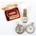 Selection of watches including a Victorian silver pocket watch with silver dial, Chester