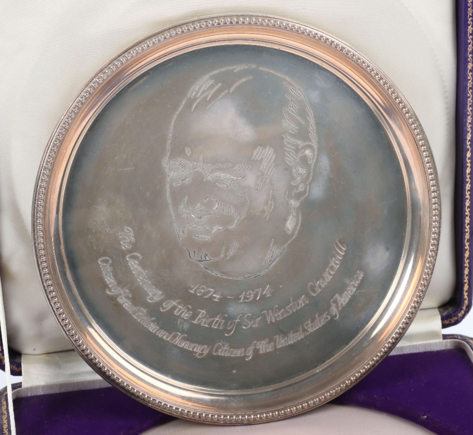 A Churchill Centenary of his birth silver plate - Image 3 of 5