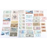 Selection of GB and world banknotes, including five Five Pound notes with washable HB serial numbers